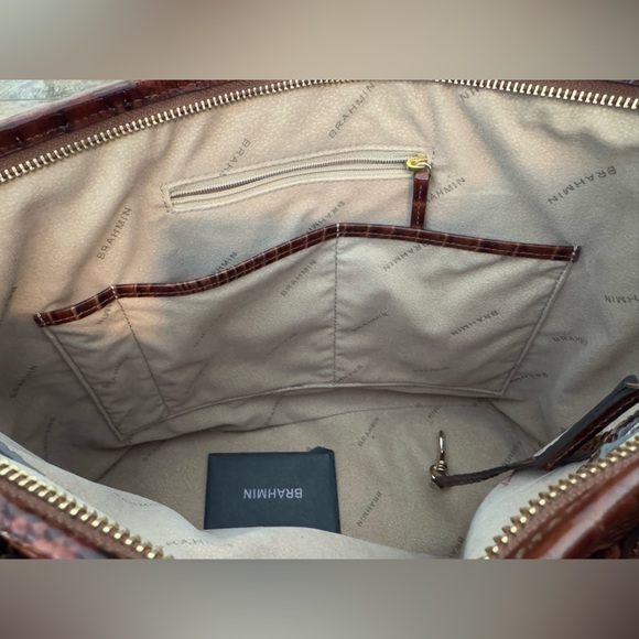 Brahmin Melbourne Asher Pecan Brown Leather Handbag Shoulder Bag Tote Purse - Picture 10 of 12